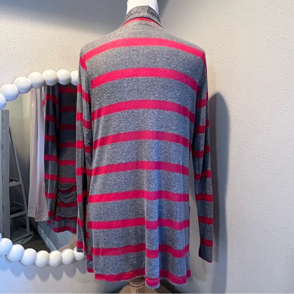 MOD LUSIVE cardigan gray pink open front pockets size medium - Picture 2 of 8